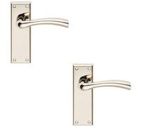 Loops 2 Pack - Pair Chunky Curved Tapered Handle On Latch Backplate 150 X 50mm Polished Nickel