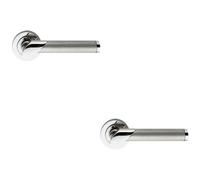 Loops 2 Pack - Pair Designer Multi-Finish Door Handle On Round Rose Polished & Satin Chrome