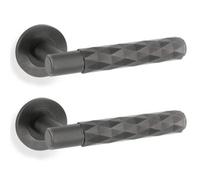 Loops 2 Pack - Pair Diamond Lever On Round Rose Door Handle - Dark Bronze Concealed Screw
