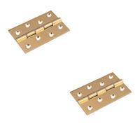 Loops 2 Pack - Pair Double Steel Washered Brass Butt Hinge 102 X 67mm Satin Brass Door Fixing