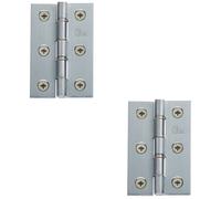 Loops 2 Pack - Pair Double Steel Washered Butt Hinge - 76 X 50mm Satin Chrome Door Fixing
