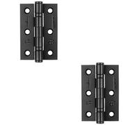 Loops 2 Pack - Pair Grade 7 Ball Bearing Hinge - 76 X 51mm Matt Black Interior Door Fixing