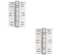 Loops 2 Pack - Pair Grade 7 Heavy Duty Ball Bearing Hinge - 76 X 51mm Bright Stainless Steel