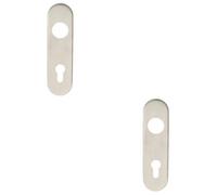 Loops 2 Pack - Pair Radius Lock Euro Cylinder Plate Cover 170 X 45 X 8mm Satin Steel Din 72Cc