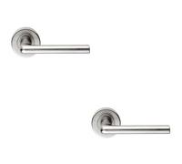 Loops 2 Pack - Pair Rounded Straight Bar Door Handle Concealed Fix Round Rose Satin Chrome