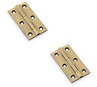 Loops 2 Pack - Pair Solid Brass Cabinet Butt Hinge - 64mm - Antique Brass Premium Cupboard