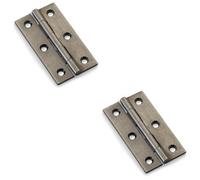 Loops 2 Pack - Pair Solid Brass Cabinet Butt Hinge - 64mm - Pewter Premium Cupboard Fixings