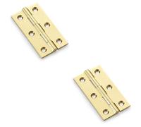 Loops 2 Pack - Pair Solid Brass Cabinet Butt Hinge - 64mm - Polished Brass Premium Cupboard