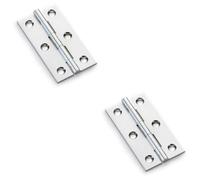 Loops 2 Pack - Pair Solid Brass Cabinet Butt Hinge - 64mm - Polished Chrome Premium Cupboard