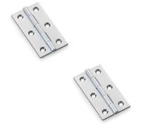 Loops 2 Pack - Pair Solid Brass Cabinet Butt Hinge - 64mm - Satin Chrome Premium Cupboard