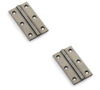 Loops 2 Pack - Pair Solid Brass Cabinet Butt Hinge - 75mm - Pewter Premium Cupboard Fixings