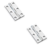 Loops 2 Pack - Pair Solid Brass Cabinet Butt Hinge - 75mm - Polished Chrome Premium Cupboard