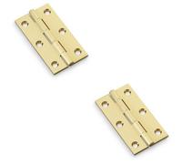 Loops 2 Pack - Pair Solid Brass Cabinet Butt Hinge - 75mm - Satin Brass Premium Cupboard Fixing
