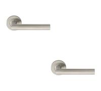 Loops 2 Pack - Pair Straight Mitred Bar Handle On Round Rose Concealed Fix 201 Satin Steel