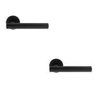 Loops 2 Pack - Pair Straight Round T Bar Handle On Round Rose Concealed Fix Matt Black