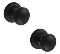 Loops 2 Pack - Pair Textured Mortice Door Knob 70mm Diameter Matt Black Interior Door Handle