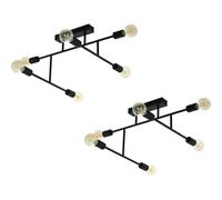 Loops 2 PACK Pendant Ceiling Light Colour Black Chrome Criss Cross Design E27 6x40W Loops Black