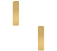 Loops 2 Pack - Plain Door Finger Plate 350 X 75mm - Satin Brass Steel Push Plate