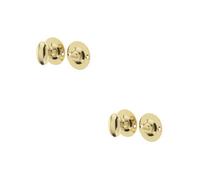 Loops 2 Pack Polished Brass Bathroom Turn & Release Set For Deadbolts With 5mm Spindle - Toilet Thumturn Lock