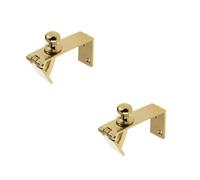 Loops 2 Pack Polished Brass Counter Flap Catch 80X38mm For Secure Closure - Lift Up Bar Hatch
