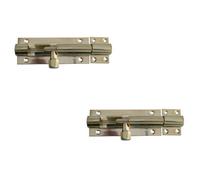 Loops 2 Pack Polished Brass Straight Barrel Bolts 102X25mm For Secure Locking - Door Bolt
