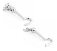 Loops 2 Pack Polished Chrome Brass Cabin Hook - 102mm Durable Door Security - Hook & Eye Arm Lock