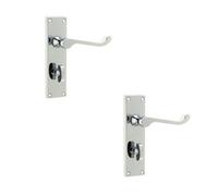 Loops 2 Pack Polished Chrome Victorian Scroll Door Handle For Elegant Bathrooms - Interior Lever On Backplate