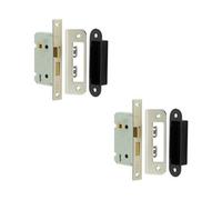 Loops 2 Pack Premium 2 Lever Sashlocks With Square Forend And Radiused Strike Plate - 65mm Nickel Finish - Door Lock