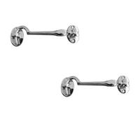 Loops 2 Pack Premium 250mm Polished Chrome Brass Cabin Hook For Stylish Door Control - Hook & Eye Arm Lock