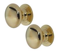 Loops 2 Pack Premium 38mm Polished Brass Cupboard Knob for Elegant Furniture - Kitchen Cabinet Knob