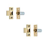 Loops 2 Pack Premium Adjustable Rollerbolt Catches With Polished Brass Finish - 36mm