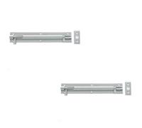 Loops 2 Pack Premium Brass Heavy-Duty Necked Barrel Bolts 200X38mm In Satin Chrome Finish - Door Bolt