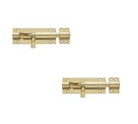 Loops 2 Pack Premium Brass Heavy Straight Barrel Bolts 102X38mm For Enhanced Security - Door Bolt