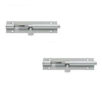 Loops 2 Pack Premium Brass Heavy Straight Barrel Bolts 200X38mm In Satin Chrome Finish - Door Bolt