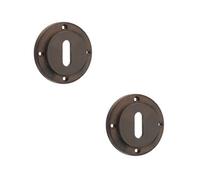 Loops 2 Pack Premium Dark Bronze Standard Keyway Escutcheons With No Rose Design - Solid Brass Key Hole Cover
