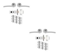 Loops 2 PACK - Premium Door Handle & Latch Pack Set- Polished Chrome Slim Curved Lever Round Rose