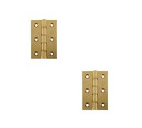 Loops 2 Pack Premium Double Phosphor Bronze Washered Hinge - 76X50X3mm Polished Brass Finish - Door Hinges