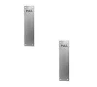 Loops 2 Pack Premium Engraved Fingerplates 'pull' In Satin Anodised Aluminium - 305X75mm - Door Protector Plate