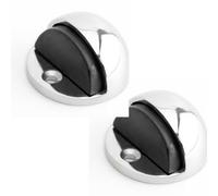 Loops 2 Pack Premium Oval Floor Mounted Door Stop - Polished Chrome 46X26mm - Rubber Stopper Protector