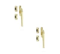 Loops 2 Pack Premium Polished Brass Non-Lockable Casement Fasteners - 124mm Modern Design - Window Handle