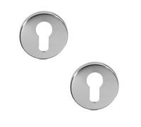 Loops 2 Pack Premium Satin Stainless Steel Euro Profile Escutcheons - Grade 304, 52X8mm - Key Hole Cover