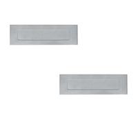 Loops 2 Pack Premium Satin Stainless Steel Letterplates 330X100mm For Modern Signage - External Front Door Letter Box Plate