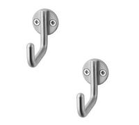 Loops 2 Pack Premium Satin Stainless Steel Single Robe Hook 55mm For Bathroom Or Closet - Wall Mounted Clothing Hook
