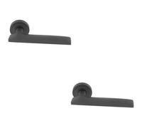 Loops 2 Pack - Premium Slim Flat Door Handle Set - Anthracite Grey Designer Lever On Round Rose