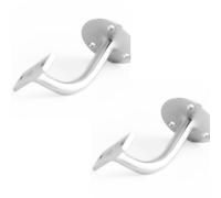 Loops 2 Pack Premium Solid Brass Handrail Brackets In Satin Chrome Finish - 75mm - Stair Bannister Holder