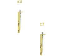 Loops 2 Pack Premium Stainless Steel Flush Bolts With Brass Finish - 150mm X 20mm Square Forend