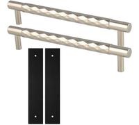 Loops 2 Pack - Pull Handle & Contrasting Backplate Set - Designer Diamond T Bar - Polished Nickel & Black