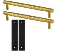 Loops 2 Pack - Pull Handle & Contrasting Backplate Set - Designer Diamond T Bar - Satin Brass & Black