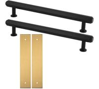 Loops 2 Pack - Pull Handle & Contrasting Backplate Set - Industrial Hex T Bar - Matt Black & Satin Brass