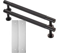 Loops 2 Pack - Pull Handle & Contrasting Backplate Set - Knurled Round T Bar - Matt Black & Chrome